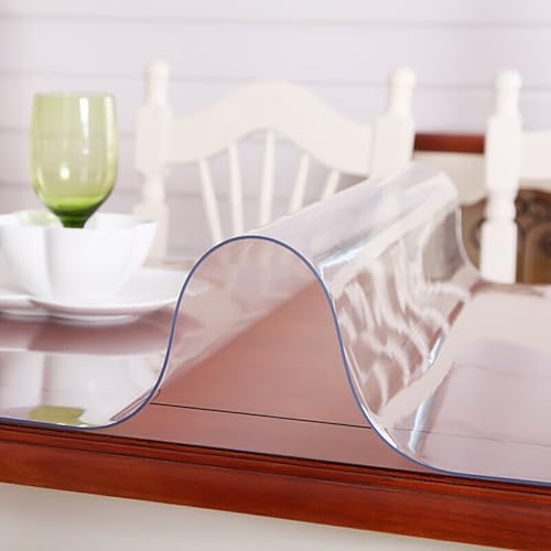 60 x 120 cm transparente PVC-Tischabdeckung, Schutz, wasserdicht, 2 mm dick, leicht zu schneiden, transparente Tischdecke für Esszimmer, Küche und Möbelschutz von Generisch