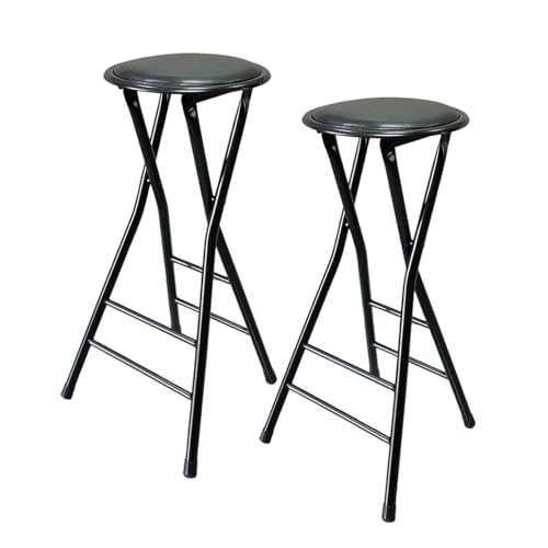 61 cm rückenfreie Klappbar Barhocker Set mit 2 Erwachsenen Frühstück Hochstühle für Party Home Office Küche Schwarz Platzsparendes Faltbares Design Tragbare und Stilvolle Möbel für jeden Anlass von Generisch