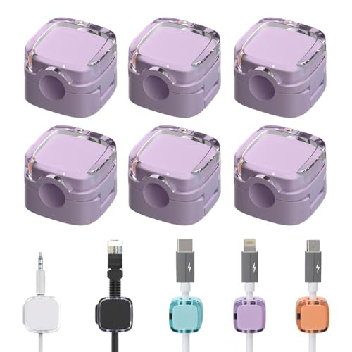 6PCS Magnetische Kabel Clips, Ladekabel Kabel Organizer Lagerung Halter, Kabelhalter Selbstklebend, Kabel Organizer Selbstklebend für Schreibtisch, Nachttisch (Lila) von Generisch