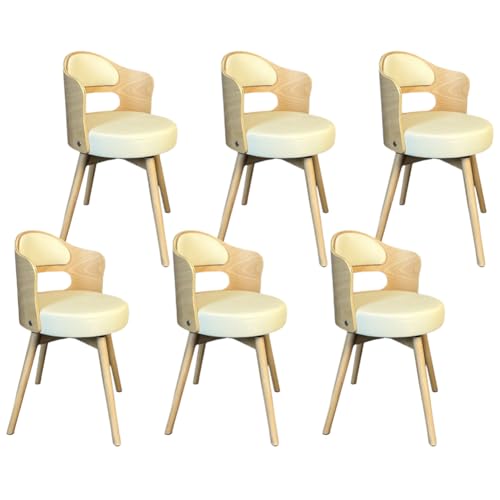 6er Set Beige Leder Gepolstert Esszimmerstühle 360° Drehstuhl Ergonomische Stühle für Esszimmer Lounge Büro Schminktisch 6er Set Beige Leder Gepolstert Esszimmerstühle 360° Drehstuhl Ergonomische Stühle für Esszimmer Lounge Büro Schminktisch von Generisch