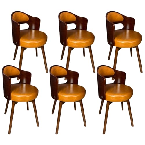 6er Set Esszimmerstühle aus gelbem Leder mit 360° Drehgelenk und ergonomischem Design von Generisch