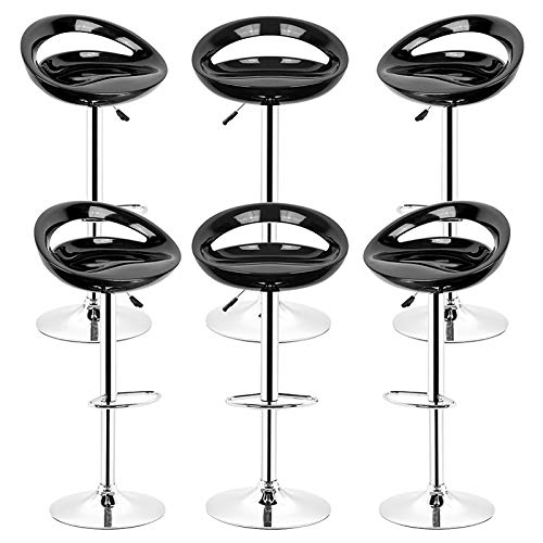 6er Set Höhenverstellbare Barhocker 55-75cm Drehbar ABS Kunststoff Küchenstühle Hohe Rückenlehne Thekenhocker Modernes Schwarzes Design für Esszimmer und Hausbar 6er Set Höhenverstellbare Barhocker 55-75cm Drehbar ABS Kunststoff Küchenstühle Hohe Rückenlehne Thekenhocker Modernes Schwarzes Design für Esszimmer und Hausbar von Generisch