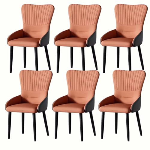 6er Set Moderne Esszimmerstühle PU Leder Gepolstert Küchenstühle mit langlebigen Stahlbeinen Stilvolle Seitenstühle für Esszimmer Lounge und Schlafzimmer von Generisch