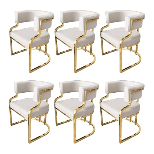 6er Set Moderne Esszimmerstühle aus Leder mit Metallbeinen - Stilvolle Empfangs- & Küchen-Seitenstühle für Esszimmer, Sofa, Büro von Generisch