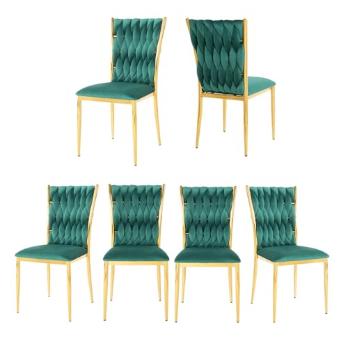 6er Set Moderne Esszimmerstühle aus Samt - Gewebte Polsterstühle mit hoher Rückenlehne mit goldenen Metallbeinen für Esszimmer, Wohnzimmer und Schlafzimmer - Stilvolle Möbel 6er Set Moderne Esszimmerstühle aus Samt - Gewebte Polsterstühle mit hoher Rückenlehne mit goldenen Metallbeinen für Esszimmer, Wohnzimmer und Schlafzimmer - Stilvolle Möbel von Generisch