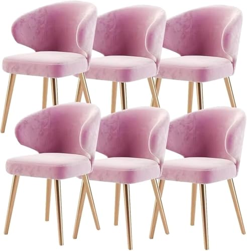 6er Set Moderne Esszimmerstühle aus Samt mit Metallbeinen für Wohnzimmer Schlafzimmer Rosa von Generisch