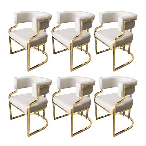 6er Set Moderne Leder gepolsterte Esszimmerstühle mit goldenen Metallbeinen, offene Rückenlehne, stilvolle Küchenmöbel für Esszimmer, bequem & von Generisch