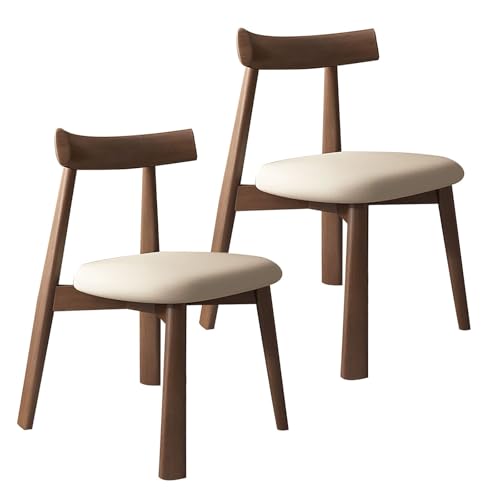 6er Set Robuste Esszimmerstühle aus Holz mit gebogener Rückenlehne und Kissen, beständig für Küche, Wohnzimmer und Esszimmer (Dunkles Walnuss & Hellkhaki) von Generisch