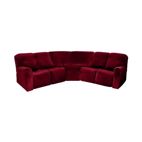 7-teiliger weicher Stretch-Samt-Schonbezug für Eckliege, Sektionalsofa, langlebiger Schutz, leicht zu reinigen, elegante Heimdekoration von Generisch
