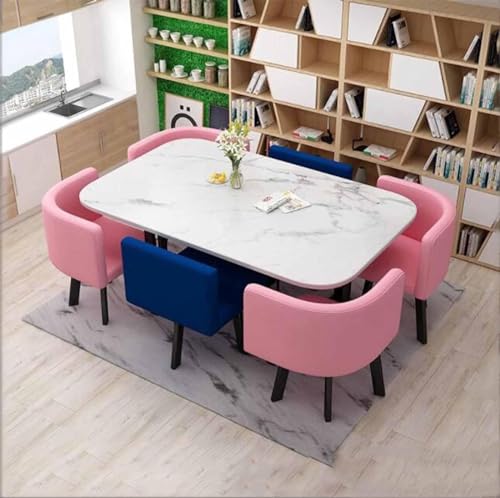 7-teiliges Esstisch-Set mit 6 Stühlen für kleines Büro, Konferenzraum, moderne Möbel für Küche, Lounge, Wohnzimmer, Konferenzraum, Tischset 7-teiliges Esstisch-Set mit 6 Stühlen für kleines Büro, Konferenzraum, moderne Möbel für Küche, Lounge, Wohnzimmer, Konferenzraum, Tischset von Generisch