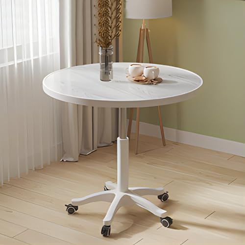 70 cm höhenverstellbarer runder Tisch, 360° drehbar, stabiler Beistelltisch für Esszimmer, Zuhause und Küche, Eichen-Finish – vielseitiges und modernes Design von Generisch