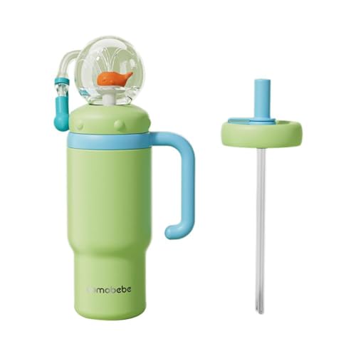 710 ml Brunnenbecher aus Edelstahl, Whale Fountain Tumbler Isolierter Reisebecher mit Strohhalm und Deckel für Kinder (Gelb) von Generisch