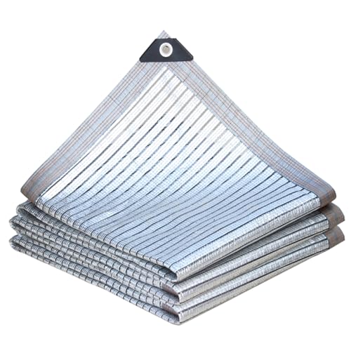 75% Aluminiumfolie Garten Schattennetz Silber Sonnenschutz Markise für Auto Terrasse Gewächshaus Wärmeisolierung im Freien Atmungsaktiv mit Ösen (500x1000cm) von Generisch