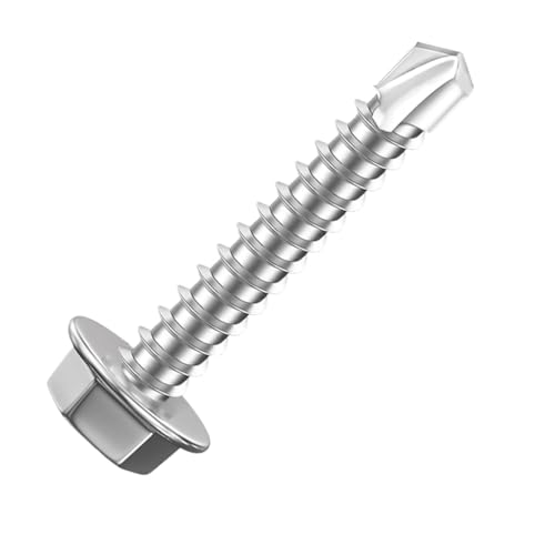 #8 M4.2 Selbstschneidende Blechschrauben aus Edelstahl 410, Sechskantkopf mit Unterlegscheibe, hochfeste, schnellschneidende Tek-Schrauben, Latte auf Metall(4.2x25mm (8x1)) von Generisch