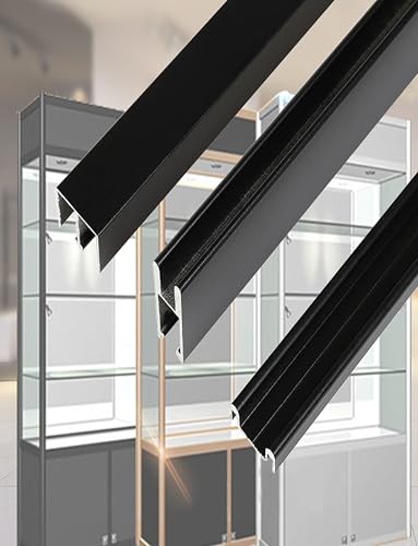 8 mm Schienensatz for Glasschiebetüren, Zweikanal-Führungsschiene aus Aluminium, verhindert Rost, leise Rollen, passend for Vitrinen und Kleiderschränke(Black,100 cm) von Generisch