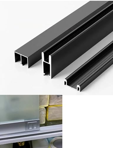 8 mm Silent Glide-Schiebetürschienen-Set – Hochleistungs-Aluminiumschiene for Glasschranktüren, Kleiderschränke und Bücherregale(Black,39.4in/100cm) von Generisch