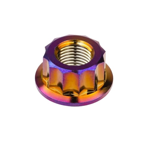 8 stücke Titan M5 M6 M8 M10 M12 Bi Hex Flansch 12 Punkt Muttern for Motorrad Nachrüstung(Burnt Blue,M12 1.25Pitch) von Generisch