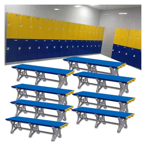 8 x tragbarer wasserdichter Schuhwickelhocker, lange Bank mit ABS-Kunststoff-Lamellen für Fitnessstudio, Schwimmbad, Bad & Wasserpark, 180 x 40 x 45 cm, Dunkelblau 8 x tragbarer wasserdichter Schuhwickelhocker, lange Bank mit ABS-Kunststoff-Lamellen für Fitnessstudio, Schwimmbad, Bad & Wasserpark, 180 x 40 x 45 cm, Dunkelblau von Generisch