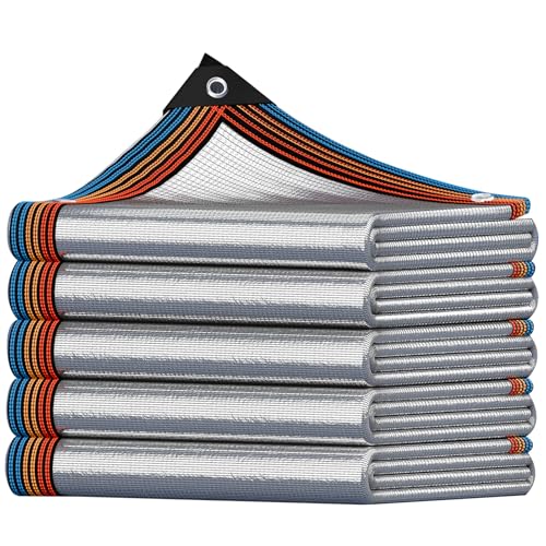 80% Aluminiumfolien Sonnensegel Silber Schattentuch Sichtschutz Schattiernetz Netz 1x2m 2x3.0m 4x5m 6x7m 8x9m 9x10m 11x12m Beschattungstuch für Garten Gewächshaus Pergola Hinterhof(1x2.0m) von Generisch
