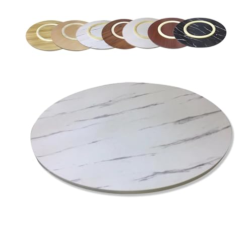 80 cm Servierbrett, drehbar, aus Holz, rund, Küchentisch, Tablett, Marmor-Finish, groß, 50 cm, Esstisch, Mittelstück von Generisch