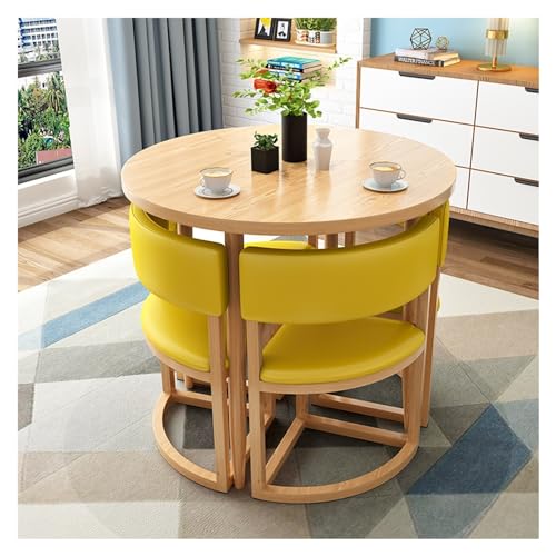 80 cm gelber runder Esstisch und Stuhl-Set, platzsparend, Frühstücks- und Couchtisch für Wohnung, Büro, Balkon, Konferenzraum, Lounge, Arbeitszimmer und Empfang 80 cm gelber runder Esstisch und Stuhl-Set, platzsparend, Frühstücks- und Couchtisch für Wohnung, Büro, Balkon, Konferenzraum, Lounge, Arbeitszimmer und Empfang von Generisch