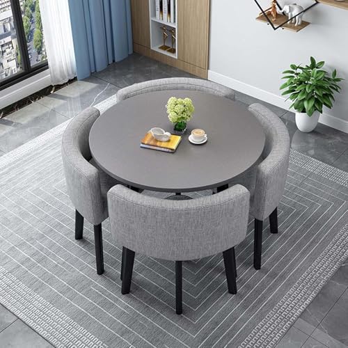 80 cm rundes Esstisch-Set mit 4 Stühlen, platzsparendes versenktes Design für Büro, Club oder Empfangsraum, stilvolle und funktionale Esslösung 80 cm rundes Esstisch-Set mit 4 Stühlen, platzsparendes versenktes Design für Büro, Club oder Empfangsraum, stilvolle und funktionale Esslösung von Generisch