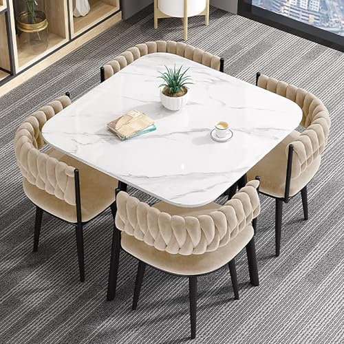 80.0 cm Quadratischer Esstisch Set Empfangstisch und Stuhl Kombination Holz Bar Frühstückstisch Set für 4 Personen mit Stühlen Küchentisch und 4 Stühlen Moderner Konferenztisch 80.0 cm Quadratischer Esstisch Set Empfangstisch und Stuhl Kombination Holz Bar Frühstückstisch Set für 4 Personen mit Stühlen Küchentisch und 4 Stühlen Moderner Konferenztisch von Generisch