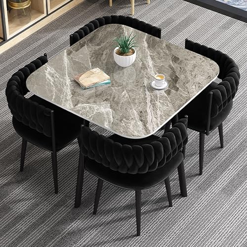80.0 cm Quadratischer Esstisch Set Empfangstisch und Stuhl Kombination Holz Bar Frühstückstisch Set für 4 Personen mit Stühlen Küchentisch und 4 Stühlen Moderner Konferenztisch 80.0 cm Quadratischer Esstisch Set Empfangstisch und Stuhl Kombination Holz Bar Frühstückstisch Set für 4 Personen mit Stühlen Küchentisch und 4 Stühlen Moderner Konferenztisch von Generisch