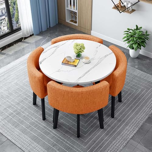 80.0 cm runder Esstisch Set mit 4 versenkten Stühlen - Perfekt für Büros, Clubs & Empfangsbereiche - Kompaktes Design für kleine Räume 80.0 cm runder Esstisch Set mit 4 versenkten Stühlen - Perfekt für Büros, Clubs & Empfangsbereiche - Kompaktes Design für kleine Räume von Generisch