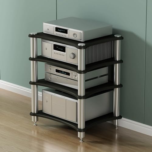 83,8 cm hohes Audio-Komponentenregal, Eckregal, Audio-Tower für Plattenspieler und Stereo-Receiver, HiFi, Audiophile Ausrüstung, Schrank (schwarz, 60 x 48 x 85 cm) von Generisch
