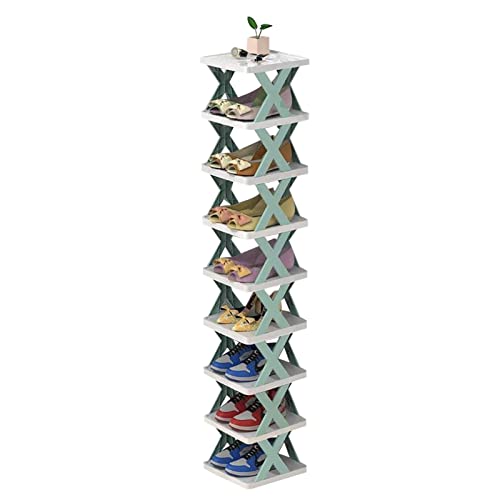9-lagiges, faltbares Schuhregal, Aufbewahrungs-Organizer mit abnehmbarem X-Form-Regal, hohes Schuhregal, Organizer für Flur und Badezimmer 9-lagiges, faltbares Schuhregal, Aufbewahrungs-Organizer mit abnehmbarem X-Form-Regal, hohes Schuhregal, Organizer für Flur und Badezimmer von Generisch