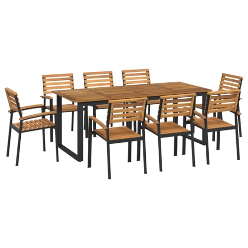 9-teiliges Gartenmöbel-Set aus massivem Akazienholz und Metall von Generisch