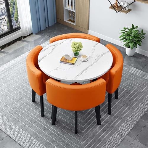 90 cm rundes Esstisch-Set mit 4 Stühlen, platzsparendes Design für Büro, Club oder Empfangsraum, stilvolle und funktionale Esszimmermöbel 90 cm rundes Esstisch-Set mit 4 Stühlen, platzsparendes Design für Büro, Club oder Empfangsraum, stilvolle und funktionale Esszimmermöbel von Generisch