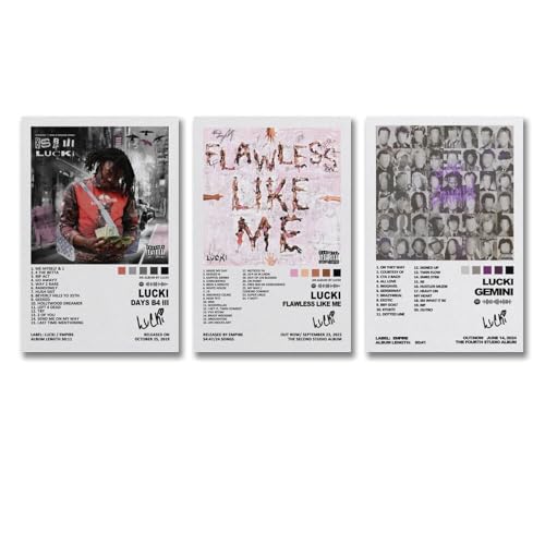 A Set Of 3 Luc-ki Poster Rapper Music Album Cover Signed Für Zimmer, Ästhetische Leinwand-Wandkunst, Schlafzimmer-Dekor 08x12inch(20x30cm)-3pcs von Generisch