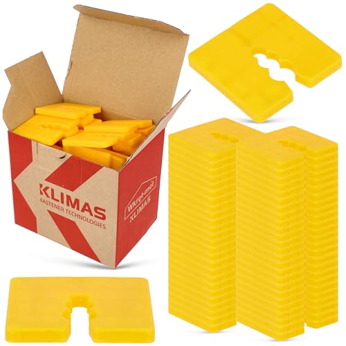 ABSTANDSHALTER KUNSTSTOFF KUNSTSTOFFPLATTEN VERGLASUNGSKLÖTZE -SET 50-TEILIG - 50 X 50 MM WKRĘT-MET® KLIMAS ABSTANDSHALTER Kunststoff Unterlegplatten Unterlegkeile Distanzhülsen Höhe 3 mm Gelb von Generisch