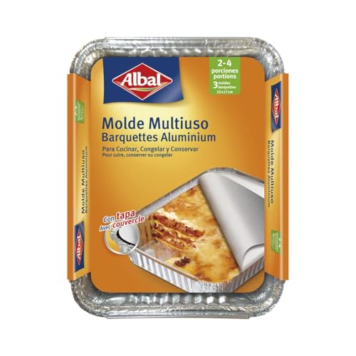 ALBAL Mehrzweck-Aluminiumformen mit Deckel 22x17 cm, 3 Stk. 12er Pack von Generisch