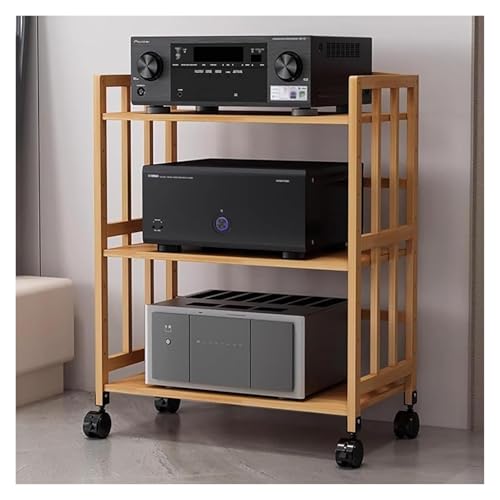 AV-Eckregal aus Holz mit 3 Etagen, für CD-Player und Mischpulte, stilvolles Stereo-Audio-Regal für die Aufbewahrung zu Hause (50 x 38 x 88 cm), platzsparendes Design von Generisch