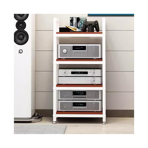 AV-Media-Ständer, Stereo-Regale mit Rädern, modernes Audio-Video-Regal, Plattenspieler-Ständer, Eck-Unterhaltungszentrum für Meetings, Wohnzimmer, Aufnahmeraum (Rot-Walnuss, 50 x 40 x 100 cm) von Generisch