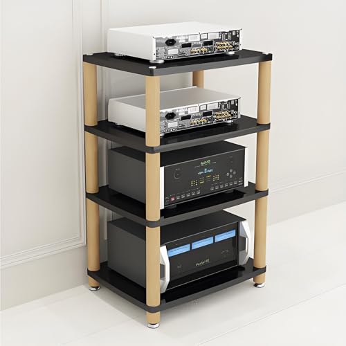 AV-Media-Ständer mit 4 Etagen, CD-Audio-Regal, Stereo-Regal, Eck-TV-Ständer, Audio-Video-Komponenten, Schrank, Medien-Aufbewahrungsschrank für Zuhause/Büro/Theater, Schwarz (59,9 x 47,8 x 88,9 cm) AV-Media-Ständer mit 4 Etagen, CD-Audio-Regal, Stereo-Regal, Eck-TV-Ständer, Audio-Video-Komponenten, Schrank, Medien-Aufbewahrungsschrank für Zuhause/Büro/Theater, Schwarz (59,9 x 47,8 x 88,9 cm) von Generisch