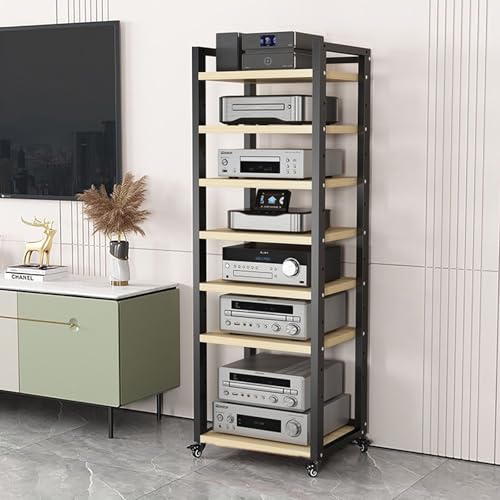 AV Media Ständer mit Rollen, 5-stöckiger Audioschrank für Stereo-Komponenten, modernes Design für Unterhaltungssysteme, Schwarz AV Media Ständer mit Rollen, 5-stöckiger Audioschrank für Stereo-Komponenten, modernes Design für Unterhaltungssysteme, Schwarz von Generisch