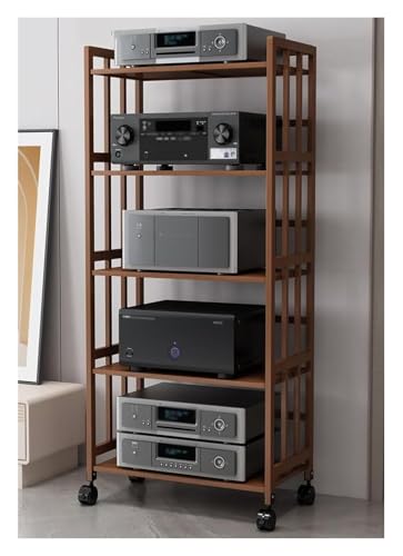 AV Regal, HiFi Rack, Audio Rack, Stereo Rack, Abnehmbarer 5-stöckiger AV-Media-Ständer, CD-Player-Ständer, Stereo-Komponenten-Aufbewahrungsschrank mit höhenverstellbarem Holzregal von Generisch