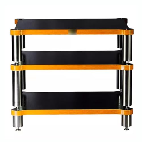 AV-Regal aus Massivholz, 3 Etagen, mit Medienablagen für Lautsprecher, Verstärker und TV-Komponenten, Schwarz, 60 x 70 x 48 cm AV-Regal aus Massivholz, 3 Etagen, mit Medienablagen für Lautsprecher, Verstärker und TV-Komponenten, Schwarz, 60 x 70 x 48 cm von Generisch