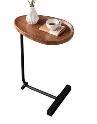 AWC Beistelltisch, Kaffeetisch, Couchtisch, mobiler Wohnzimmertisch, Holzoptik, Nachttisch, Sofatisch, rund, oval, 70 cm hoch, Couchablage, Sofablage, Teetisch, Couch Tablett, Laptoptisch von Generisch