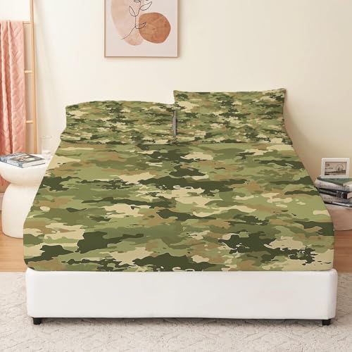 Abbildung des Camouflage-Musters Spannbettlaken 90 x 200 cm MatratzenschonerGrün Bettlaken für Boxspringbett 100% Mikrofaser Spannbetttuch Geeignet für 30 cm Matraze + 2 Kissenbezüge Abbildung des Camouflage-Musters Spannbettlaken 90 x 200 cm MatratzenschonerGrün Bettlaken für Boxspringbett 100% Mikrofaser Spannbetttuch Geeignet für 30 cm Matraze + 2 Kissenbezüge von Generisch