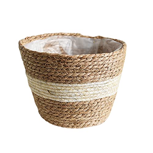 Abdeckkorb Blumentopf Töpfe Korb Blumenaufbewahrung Geflochtener Pflanzkasten Blumen Terrasse Rasen & Garten Übertopf 30 cm Durchmesser Draußen (L, L) von Generisch
