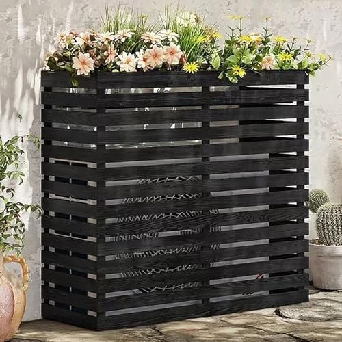 Abdeckung für Klimaanlagen und Sichtschutzzaun aus Holz, dekorativer schwarzer Mülltonnenschutz, 119,9 x 61 x 104,4 cm, langlebiger und stilvoller Schutz für Klimaanlagen und Mülleimer Abdeckung für Klimaanlagen und Sichtschutzzaun aus Holz, dekorativer schwarzer Mülltonnenschutz, 119,9 x 61 x 104,4 cm, langlebiger und stilvoller Schutz für Klimaanlagen und Mülleimer von Generisch