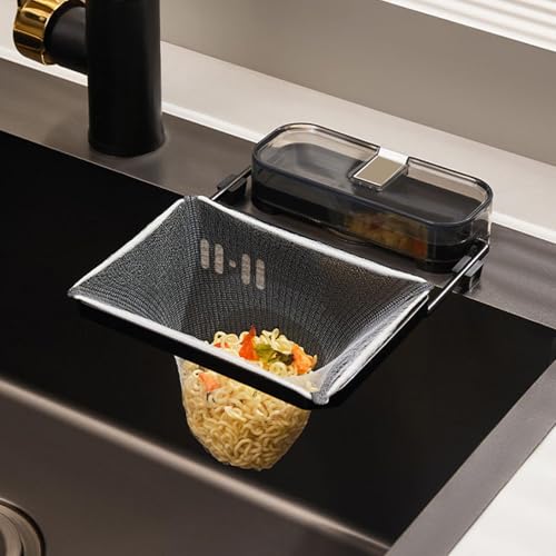 Abflusssieb Mit Saugnapf | Abflusssieb Küchenspüle | Spülbeckenfilter Siebhalter | Küchenspülenfilter | Eck Spülbeckensieb Mit Saugnapf | Küchen Rückstandsfilter Siebhalter Mit 50 Filtersieben von Generisch