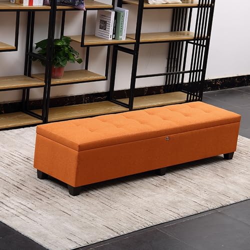 Abschließbare Aufbewahrungsbank – Gepolsterter Holz-Pouf, geräumiger, rechteckiger Schuhwickelhocker für Schlafzimmer, stilvoller Sichtschutz mit reichlich Stauraum Abschließbare Aufbewahrungsbank – Gepolsterter Holz-Pouf, geräumiger, rechteckiger Schuhwickelhocker für Schlafzimmer, stilvoller Sichtschutz mit reichlich Stauraum von Generisch