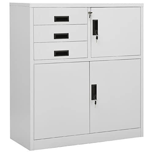 Abschließbarer Aktenschrank aus Metall – hellgrauer Stahlschrank, 90 x 40 x 102 cm, sichere verschließbare Türen, ideal für Büro, Zuhause, Garage und Sicherheit von Generisch