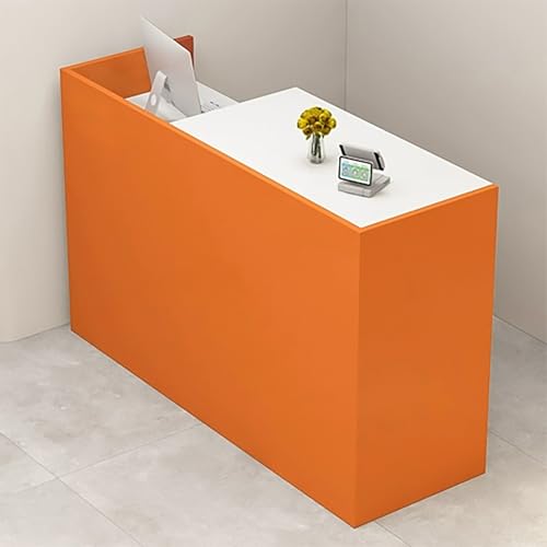 Abschließbarer Empfangs-Schreibtisch aus Holz mit Aufbewahrungsschrank und Schublade, für den Einzelhandel, Kasse, für Büro und Geschäft, 130 x 50 x 100 cm, stilvoll und funktional, Orange Abschließbarer Empfangs-Schreibtisch aus Holz mit Aufbewahrungsschrank und Schublade, für den Einzelhandel, Kasse, für Büro und Geschäft, 130 x 50 x 100 cm, stilvoll und funktional, Orange von Generisch